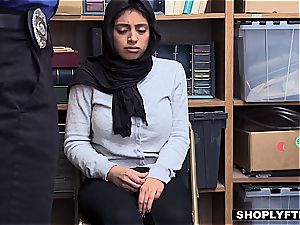 giant titted hijab teen gets a facial in the shop backoffice